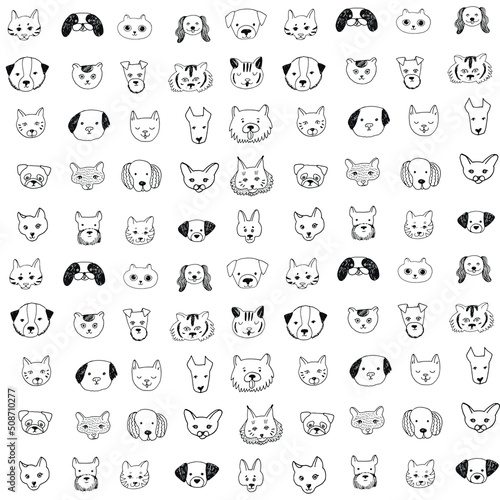 Fotografia Cat and dog face vector seamless pattern