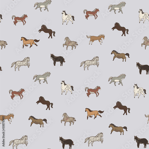Horse animal vector seamlss pattern © GooseFrol