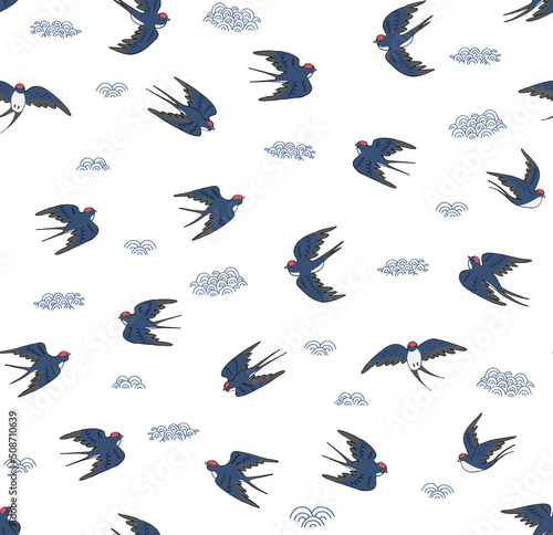 Swallow bird vector seamless pattern © GooseFrol