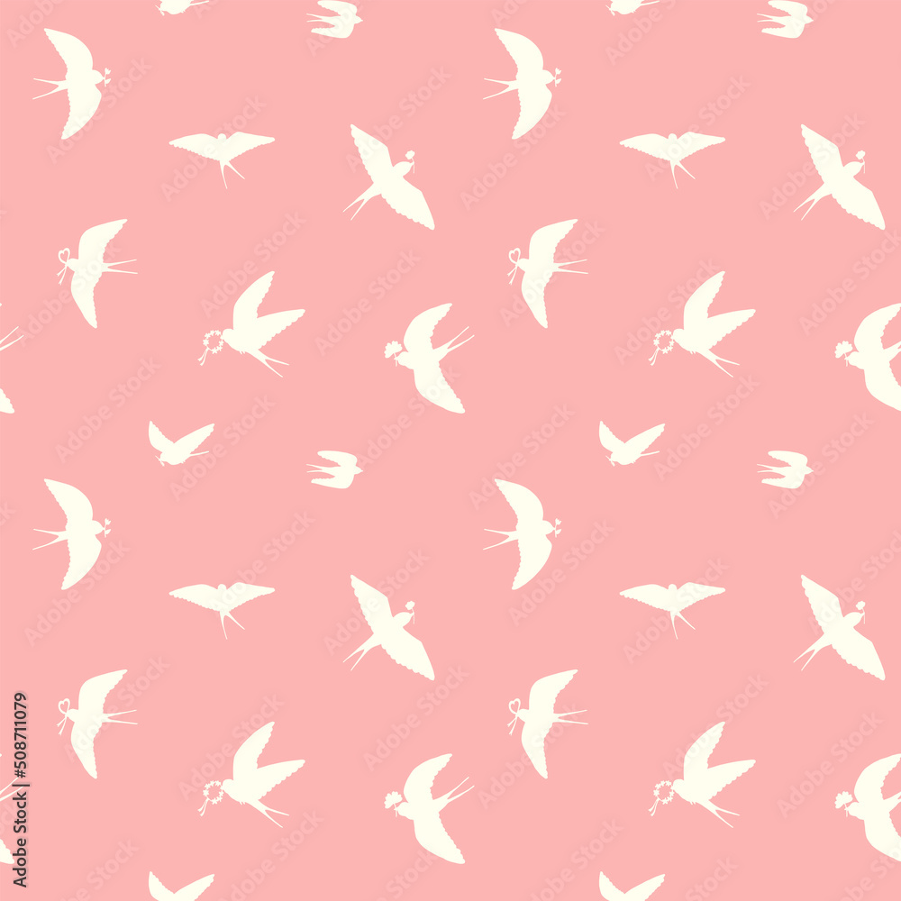 Swallow bird silhouette vector seamless pattern Swallow bird silhouette vector seamless pattern