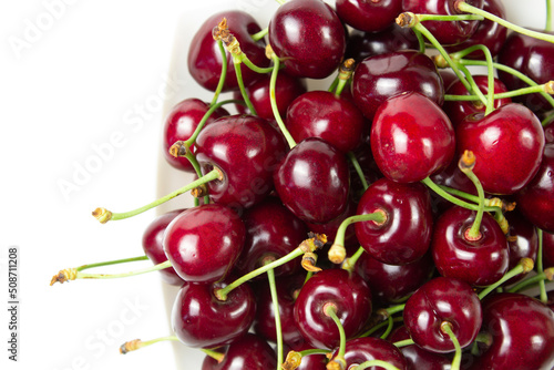 
sweet cherry on a white background close-up