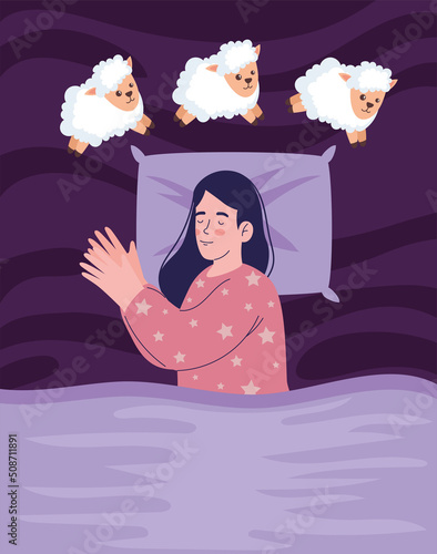woman counting sheep