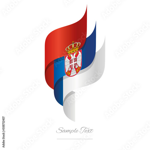 Serbia abstract 3D wavy flag red blue white modern Serbian ribbon torch flame strip logo icon vector