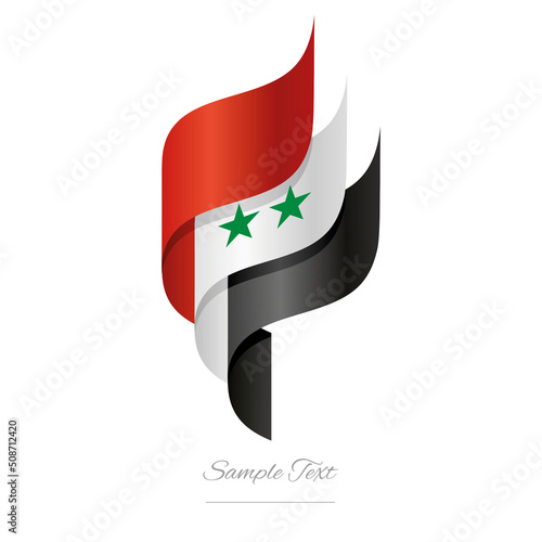 Syria abstract 3D wavy flag red white black modern Syrian ribbon torch flame strip logo icon vector