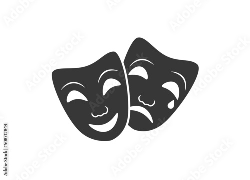 Masquerade vector icon on white background. Comic and tragic mask iconMobile