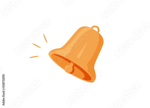 Notification bell icon. Notification call alert icon and alarm icon. The golden bell trembles to warn of an upcoming