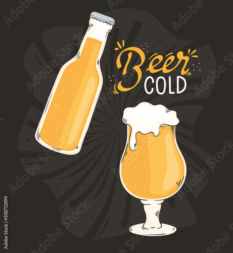 beer cold lettering card