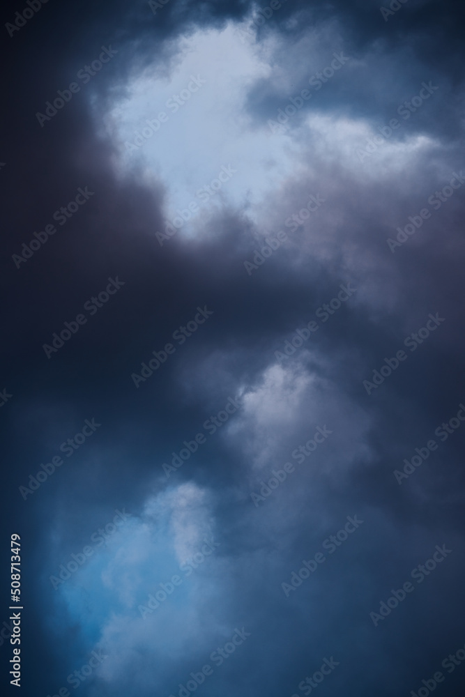 Full frame of stormy blue clouds before a thunderstorm.