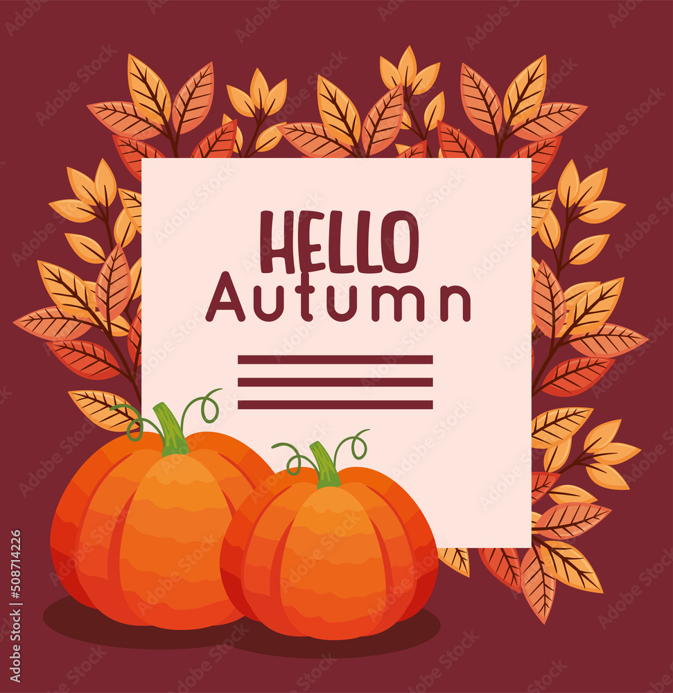 hello autumn lettering postcard hello autumn lettering postcard