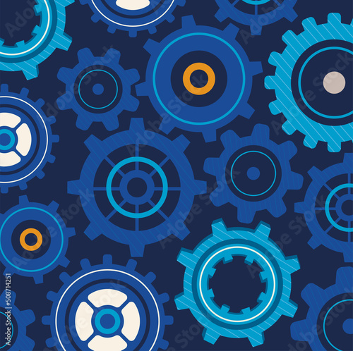 blue gears machinery pattern