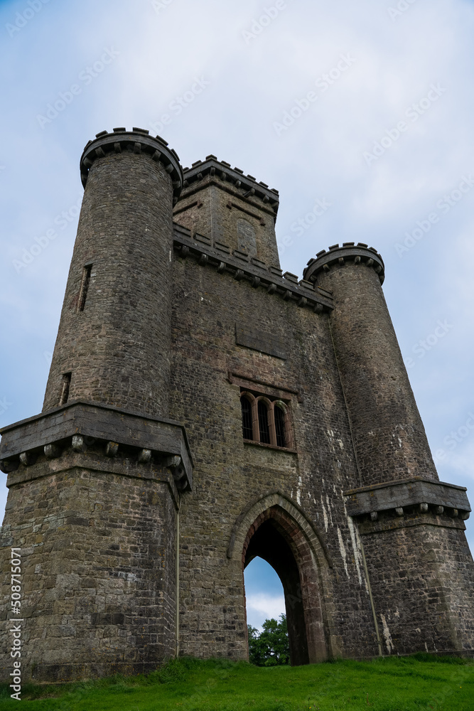a magnificent Welsh Neo-Gothic folly stone tower built early 19th century