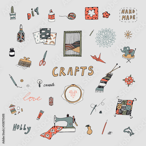 crafts education class vector illustrations set