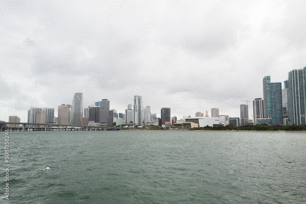 Landscape of Miami, Florida from the Atlantic Ocean