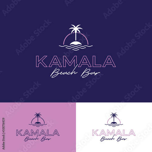 KAMALA logo can be used for businesses like Beach Bars, Summer Clubs, Beach Events, Exotic Lounge and Cafes, Resorts