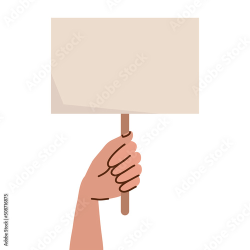 protester hand with banner
