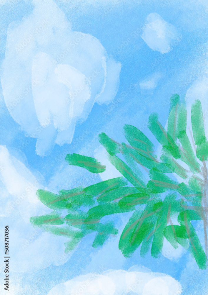 Naklejka premium a natural color of a sky, a cloud, a leaves