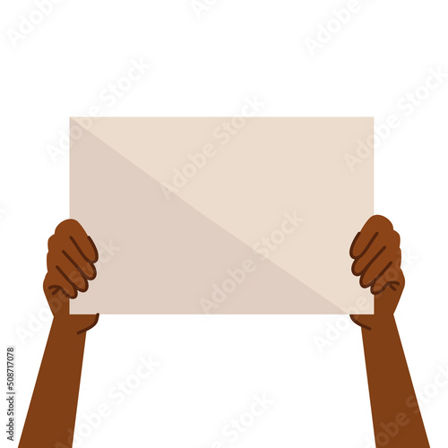 afro hands with banner