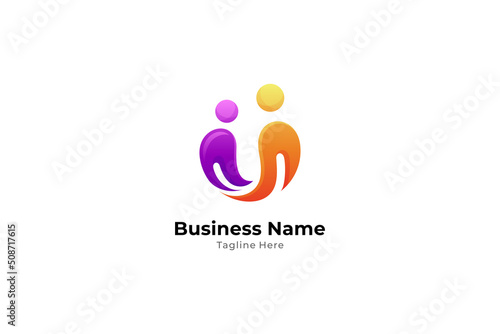 caring logo. simple, abstract, organic, mature, cheerful flat design style. suitable for foundations, disaster victim care, child protection, donations, health.