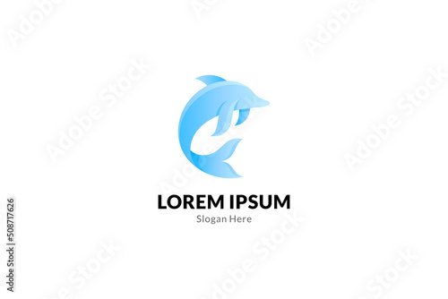 dolphin logo. simple, literal, cheerful, young, organic 3d design style. good as dolphin conservation, dolphin show, and mascot, tourism destination.