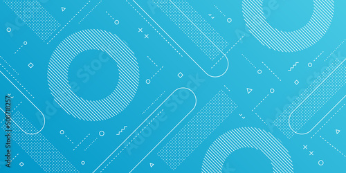 Modern Abstract Background with Retro Memphis Elements and Light Blue Gradient Color