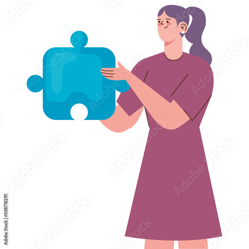 creative woman with puzzle