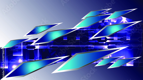 fluorescent Science fiction sticker stripes for race car or truck. Color dodge layer style on dark backdrop.