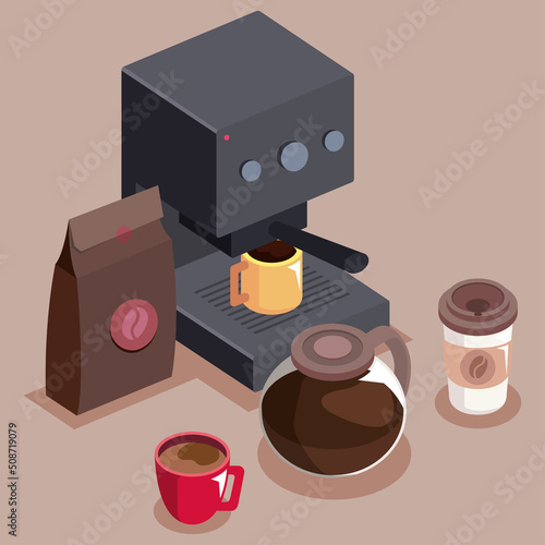 coffee shop utensils isometric