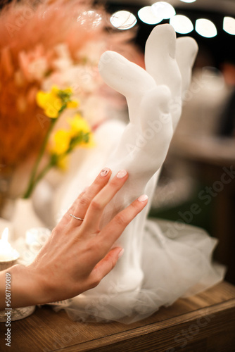 Engagement ring on bride's finger