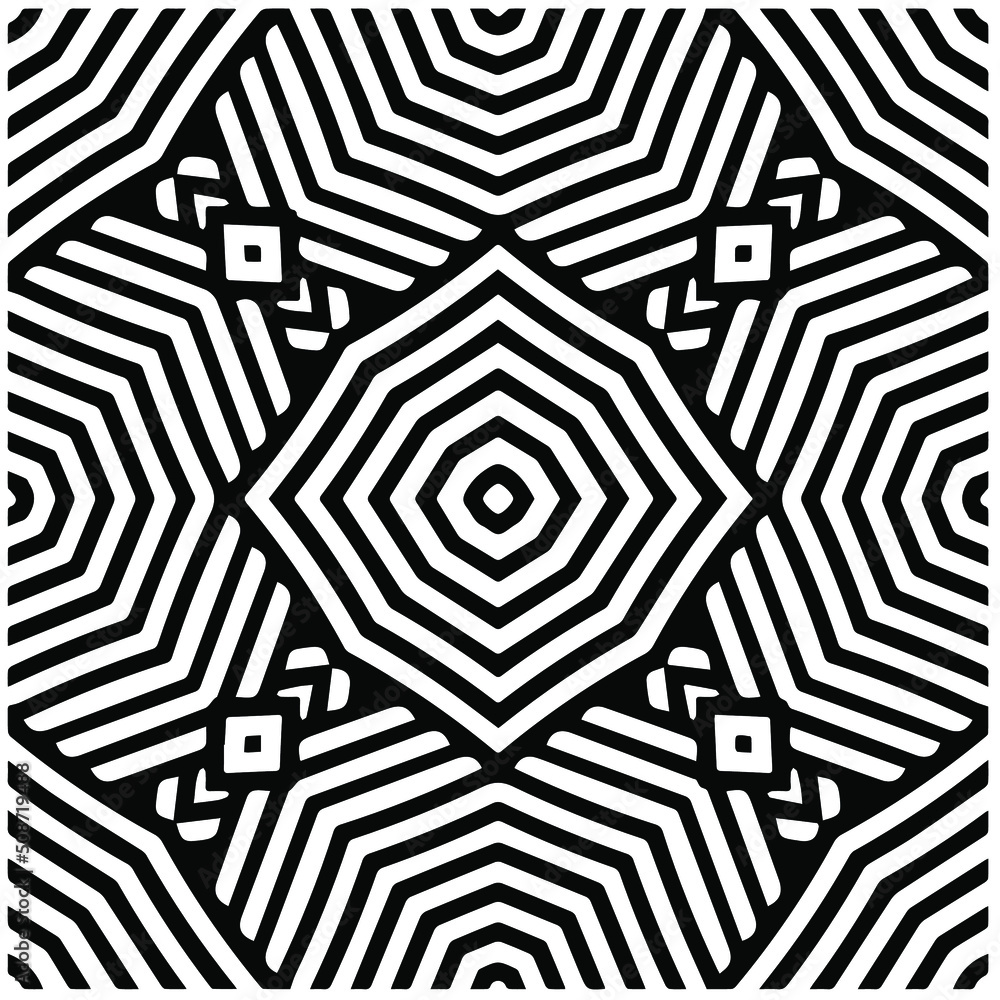 Abstract background with black and white mandala. Unique geometric vector swatch. Perfect for site backdrop, wrapping paper, wallpaper, textile and surface design. Abstract background with black and white mandala. Unique geometric vector swatch. Perfect for site backdrop, wrapping paper, wallpaper, textile and surface design.