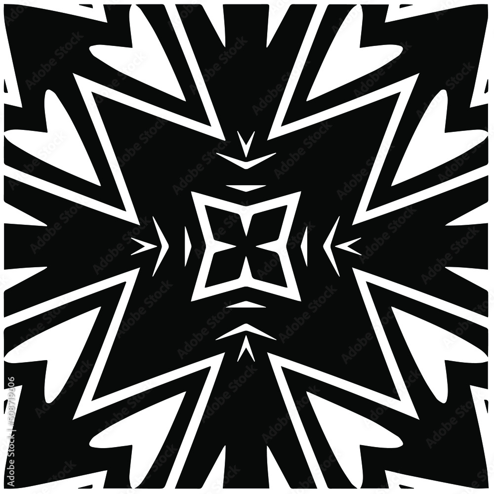 Abstract background with black and white mandala. Unique geometric vector swatch. Perfect for site backdrop, wrapping paper, wallpaper, textile and surface design. 