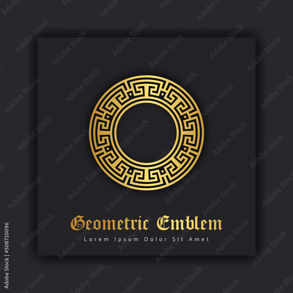 Fototapeta premium Luxury gold ornament emblem design stylish line art decorative logo. Hotel Label Template