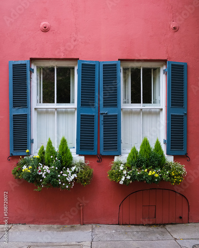 Historic architecture of the French Quarter district in Charleston  South Carolina