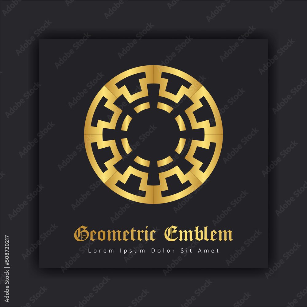 Luxury gold ornament emblem design stylish line art decorative logo. Hotel Label Template Luxury gold ornament emblem design stylish line art decorative logo. Hotel Label Template