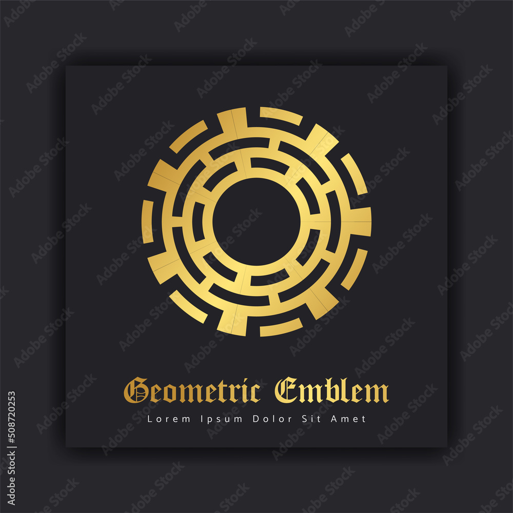 Luxury gold ornament emblem design stylish line art decorative logo. Hotel Label Template Luxury gold ornament emblem design stylish line art decorative logo. Hotel Label Template