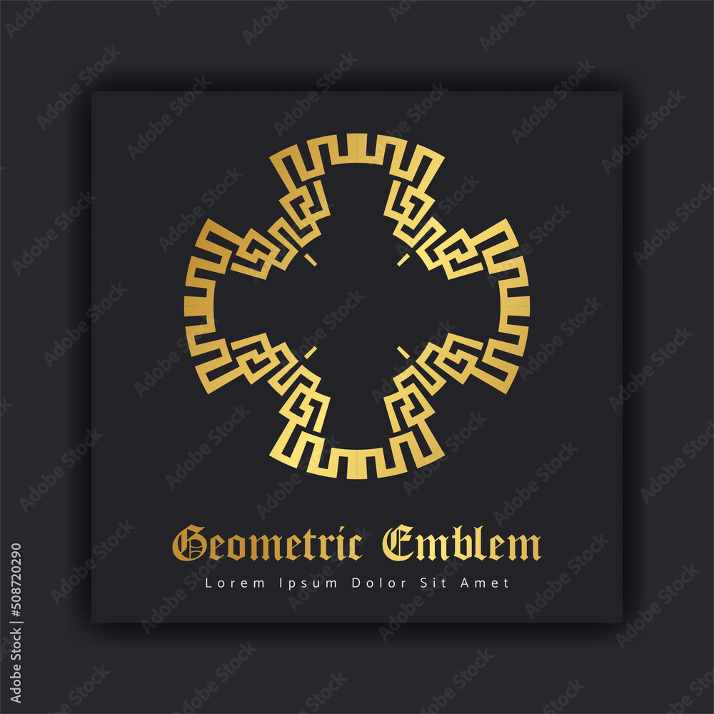 Luxury gold ornament emblem design stylish line art decorative logo. Hotel Label Template Luxury gold ornament emblem design stylish line art decorative logo. Hotel Label Template