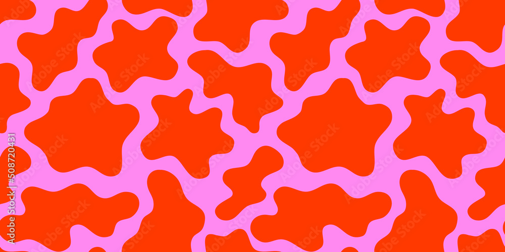Colorful pink cow print seamless pattern. Retro abstract pattern in