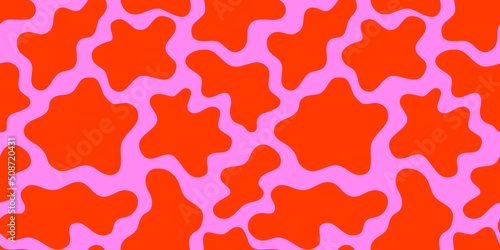 Colorful pink cow print seamless pattern. Retro abstract pattern in bright neon color. Trendy wallpaper design.