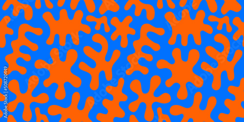 Colorful abstract shape print seamless pattern illustration in retro style. Trendy background with creative drawing.
