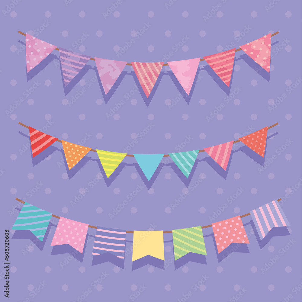three garlands party hanging three garlands party hanging