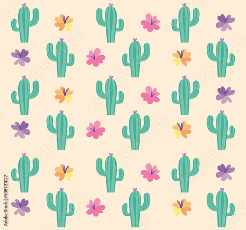 flowers and cactus pattern