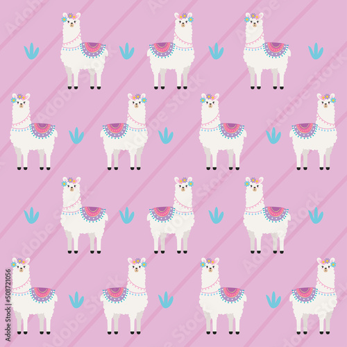 llamas perubian animals pattern