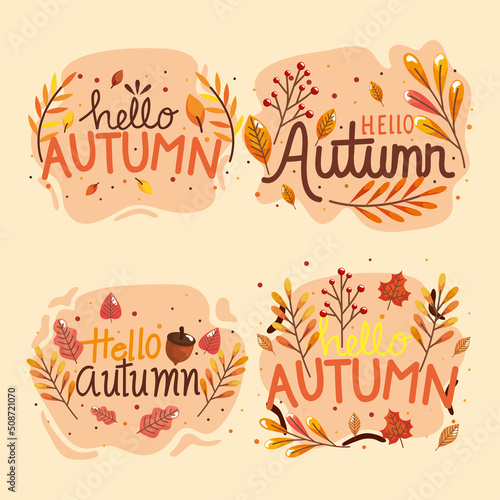 four hello autumn letterings