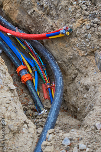 fiber laying for high speed internet construction site