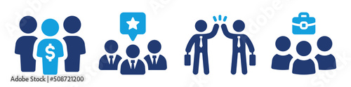 Team collaboration icon set. Teamwork concept vector illustration.