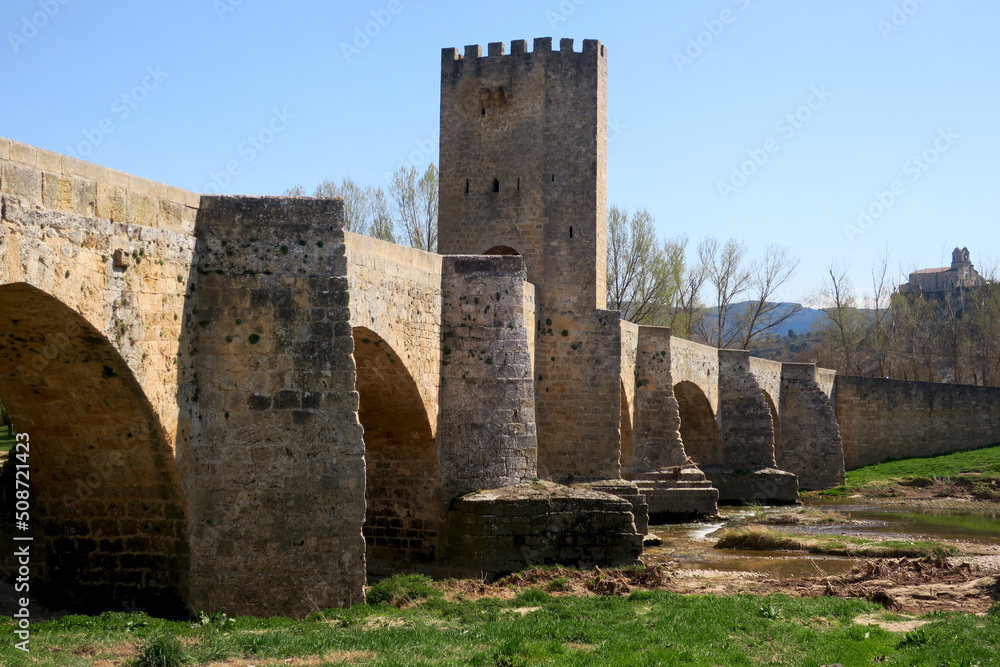 Fortified bridge in Frías, Burgos, Spain