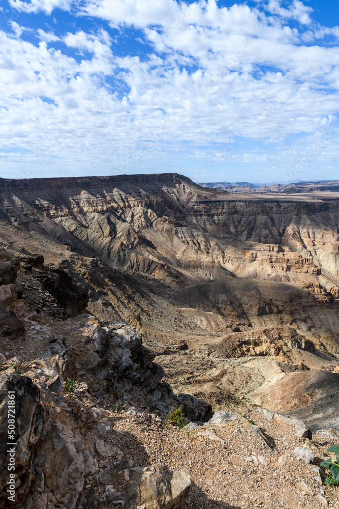 Fish river canyon in Namibia. Beautiful landscape. Day time.