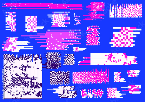 Trendy Data Moshing Pixelated Background. Abstract geometric composition.