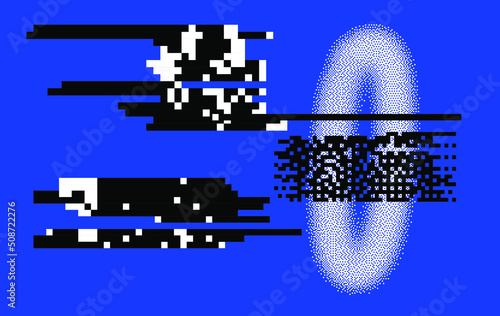 Trendy Data Moshing Pixelated Background. Abstract geometric composition.