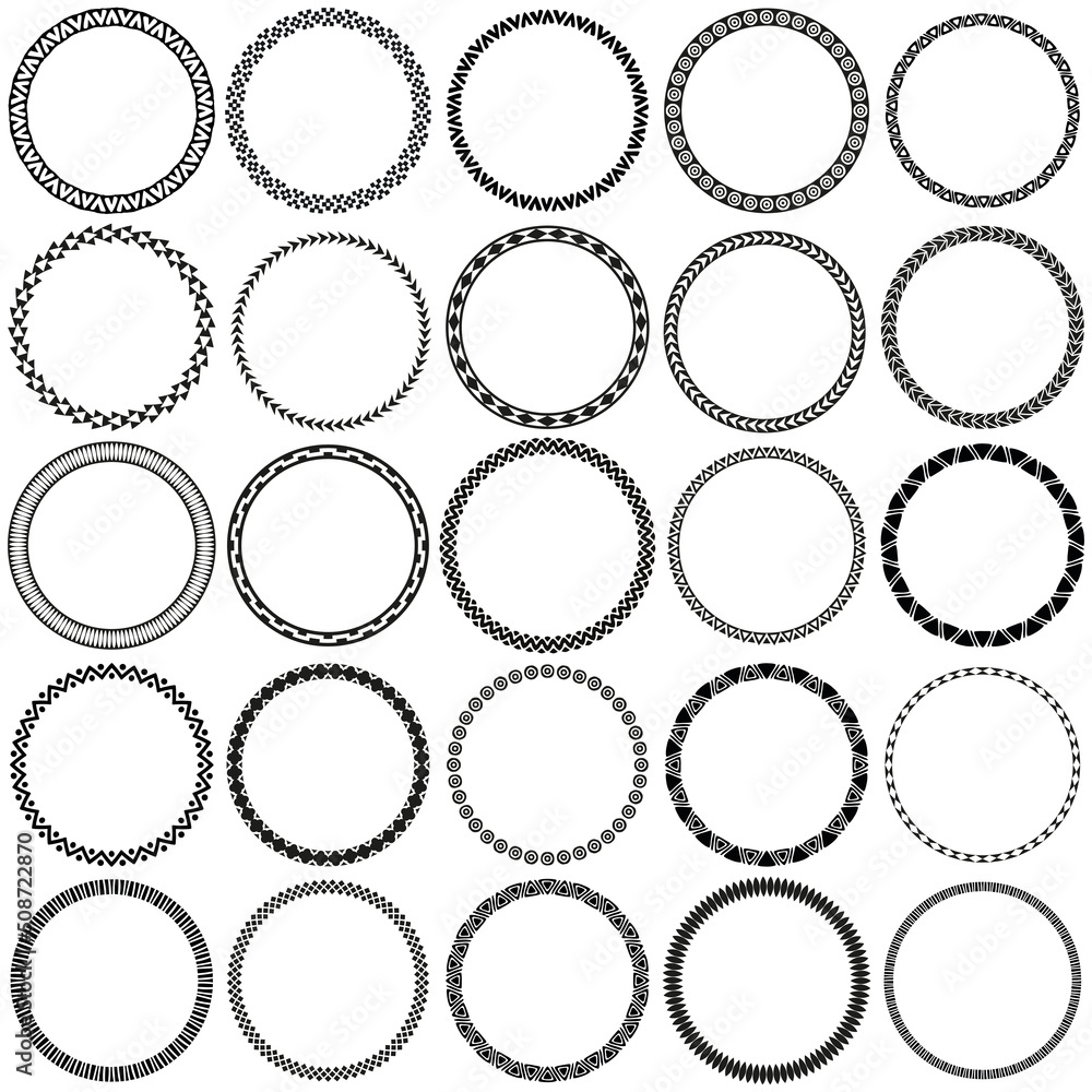 Collection of African Decorative Ornamental Round Border Frames. Ideal for vintage label designs. Collection of African Decorative Ornamental Round Border Frames. Ideal for vintage label designs.