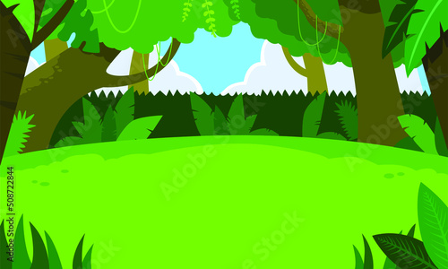Vector illustration in trendy flat simple style - spring and summer background with copy space for text - landscape with plants  leaves - background for banner  greeting card  poster and adventure
